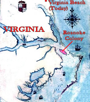 Map of Roanoke Colony, VA
